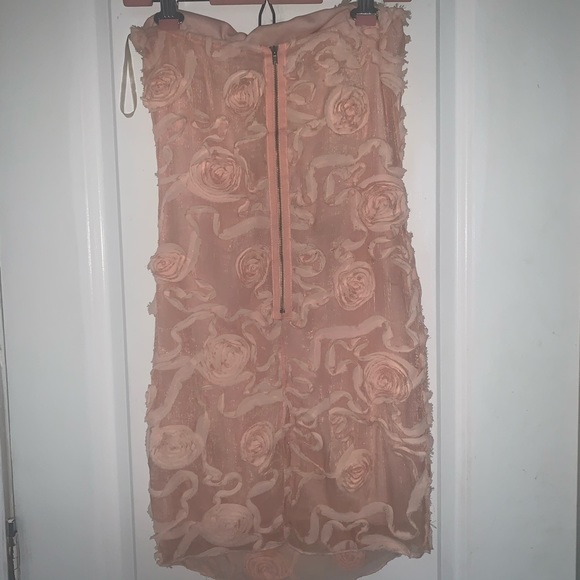 Pink Rosette Appliqué Strapless Mini Dress - Picture 2 of 3